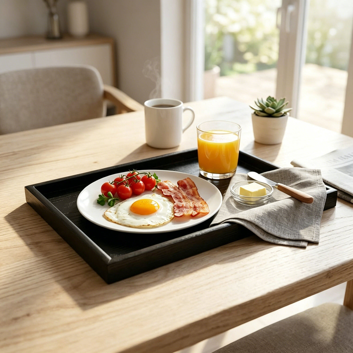 Modern Black Wooden Serving Tray