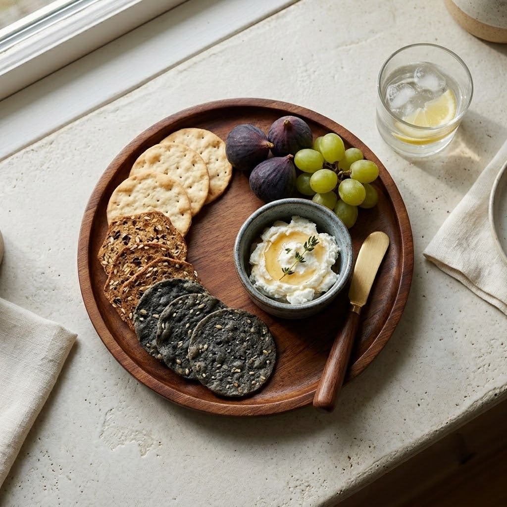 Minimalist Round Wooden Serving Tray